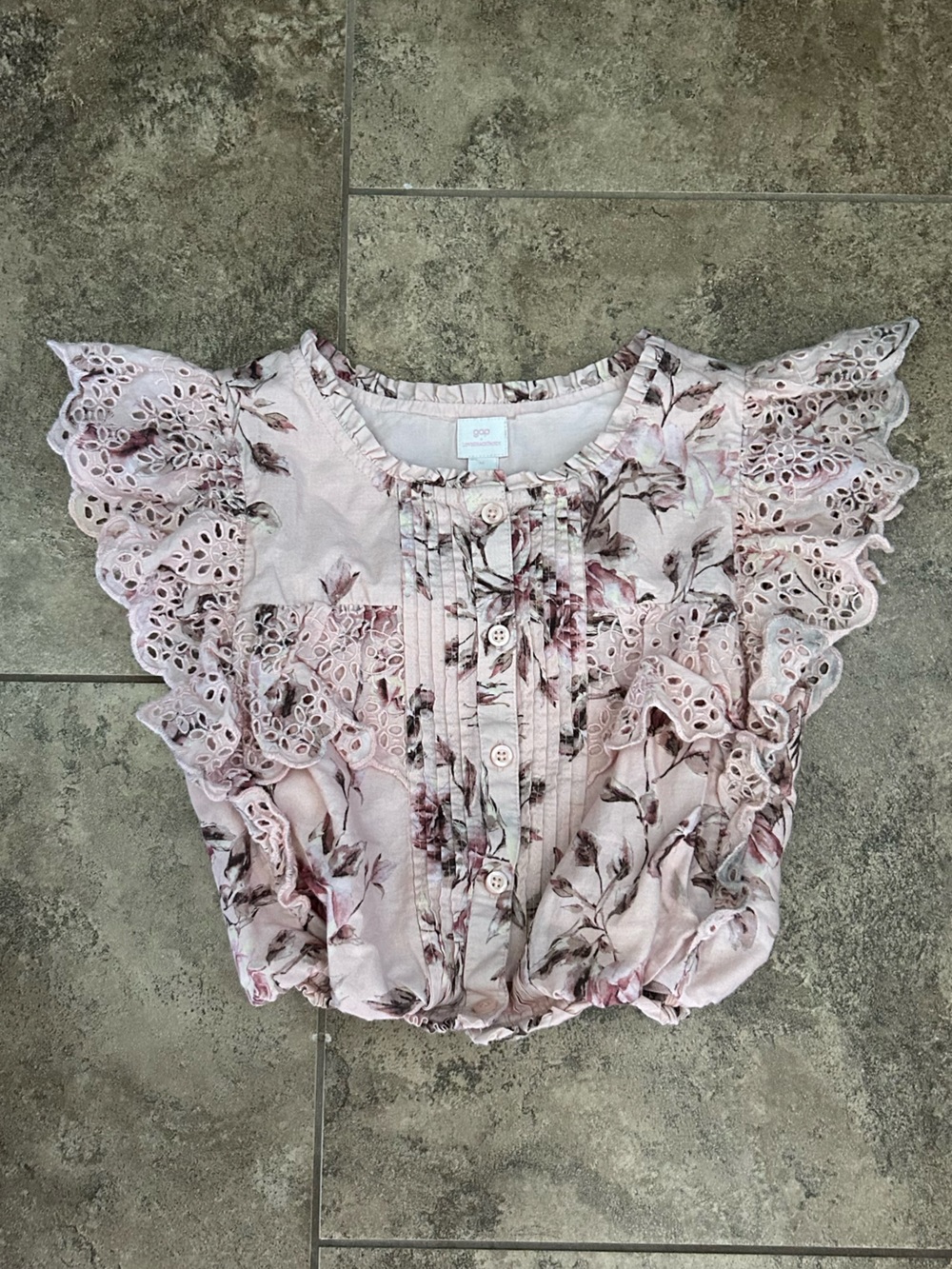 Gap × LoveShackFancy Kids Floral Ruffle Button-Front Top
